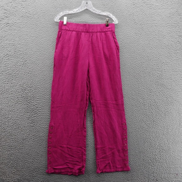 Soft Surroundings Oceo Gauze Wide Leg Pants Small Pink Womens Beach Resortwear - Picture 1 of 14